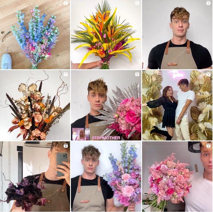 A collage of photos with various flowers in them.